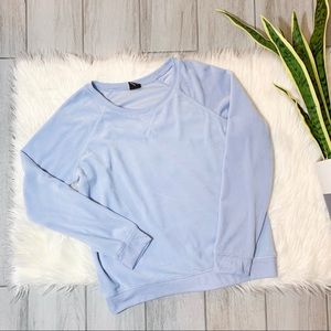 Free Press Velour Crew Neck Sweater S Blue Skyway